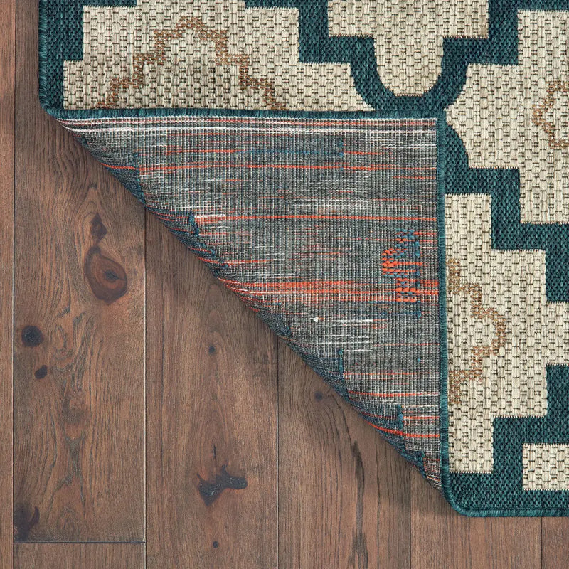 3' X 5' Blue and Gray Geometric Stain Resistant Indoor Outdoor Area Rug Homeroots Outdoor