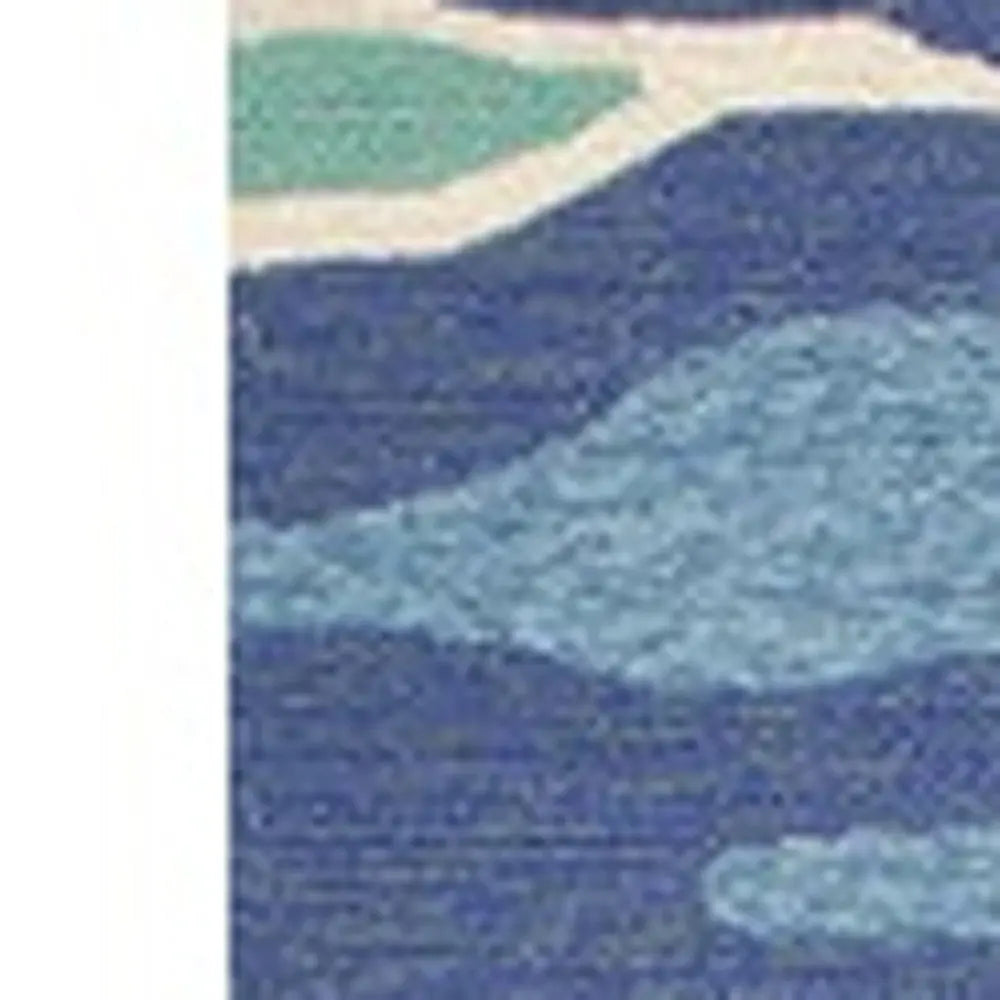 3' X 5' Blue and Ivory Abstract Handmade Indoor Outdoor Area Rug Homeroots Outdoor