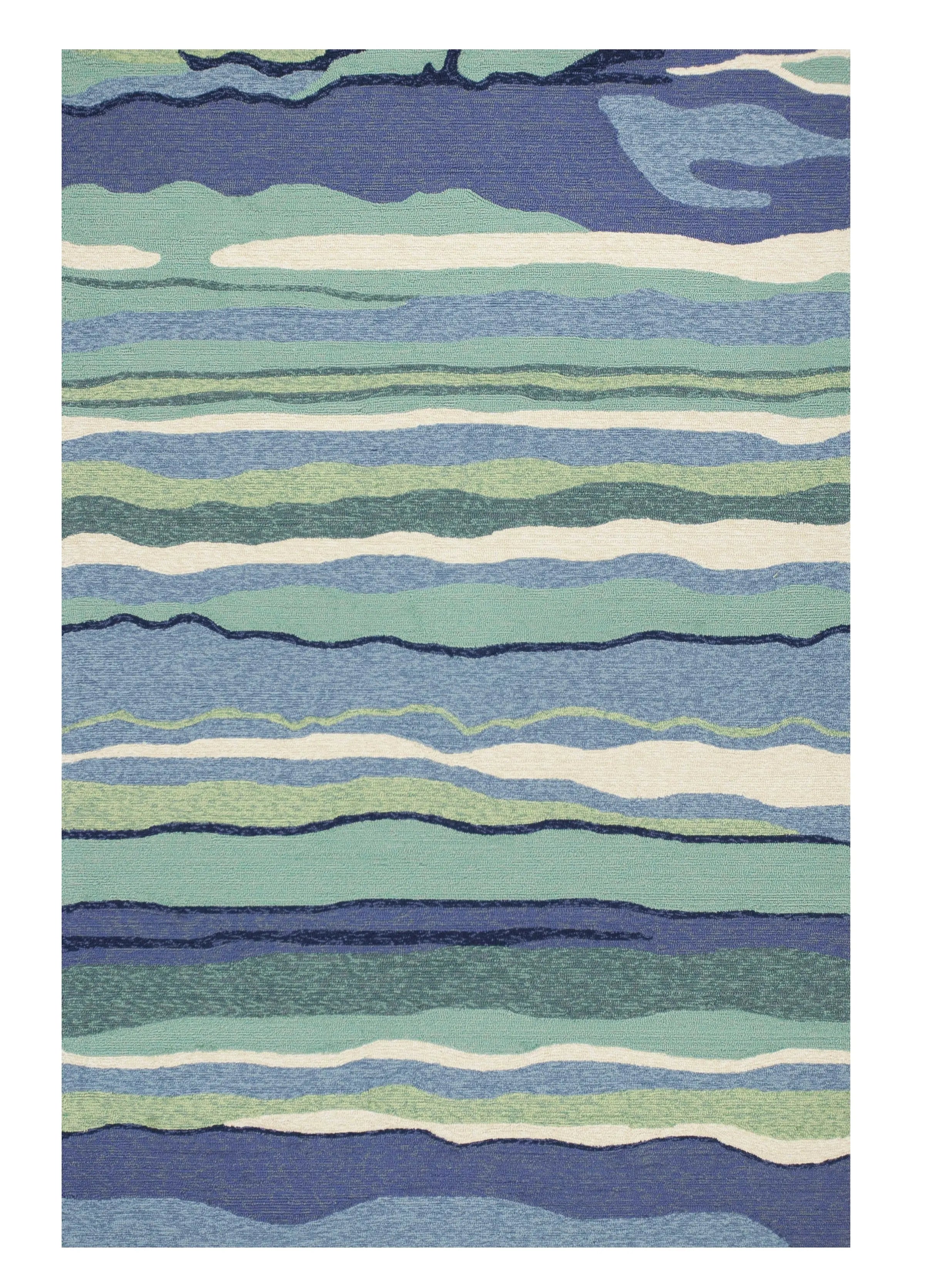 3' X 5' Blue and Ivory Abstract Handmade Indoor Outdoor Area Rug Homeroots Outdoor