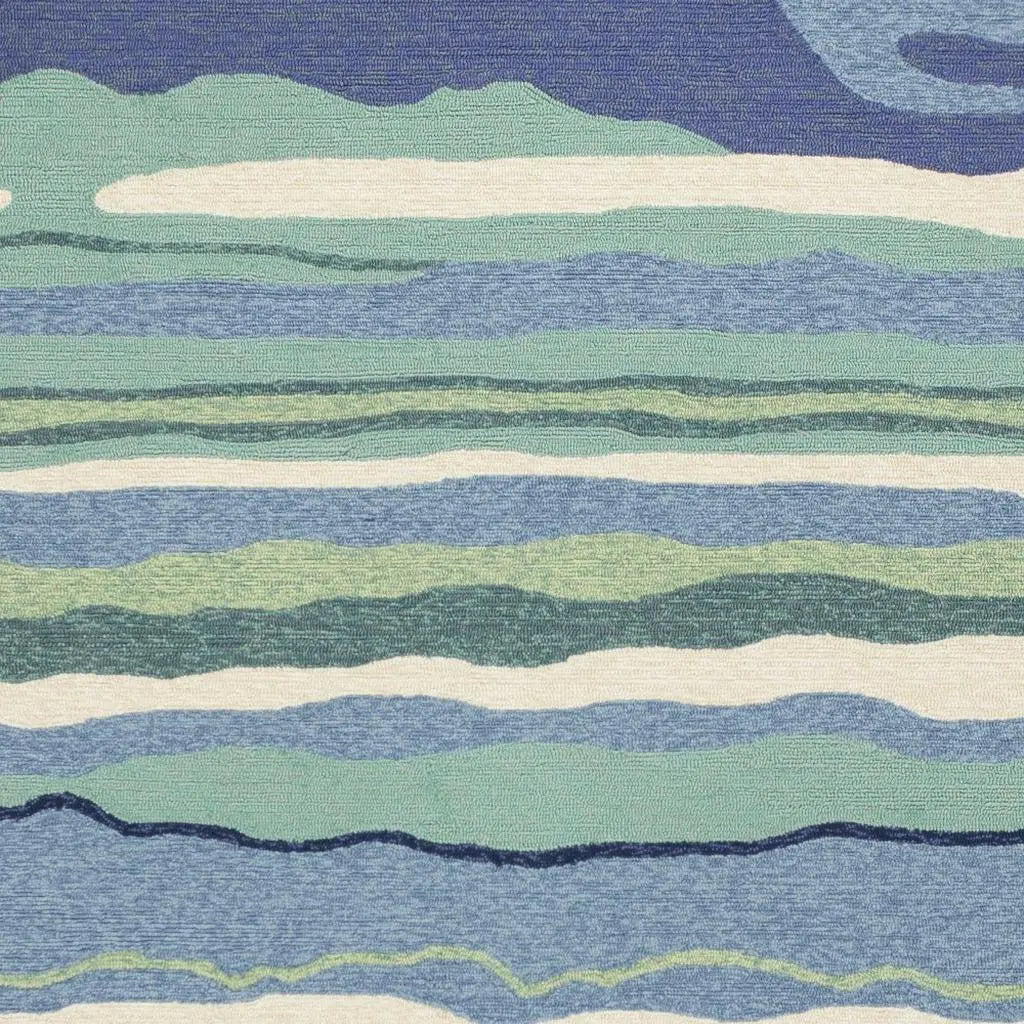 3' X 5' Blue and Ivory Abstract Handmade Indoor Outdoor Area Rug Homeroots Outdoor