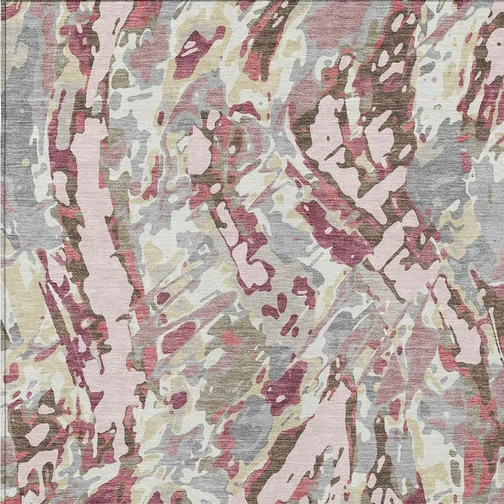 3' X 5' Blush And Pink Abstract Washable Indoor Outdoor Area Rug Homeroots Outdoor