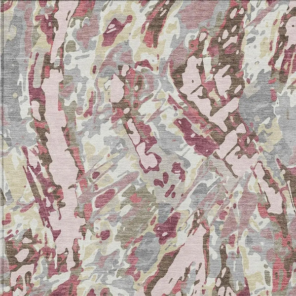 3' X 5' Blush And Pink Abstract Washable Indoor Outdoor Area Rug Homeroots Outdoor