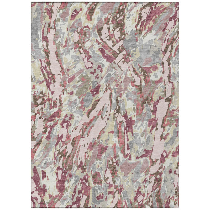 3' X 5' Blush And Pink Abstract Washable Indoor Outdoor Area Rug Homeroots Outdoor