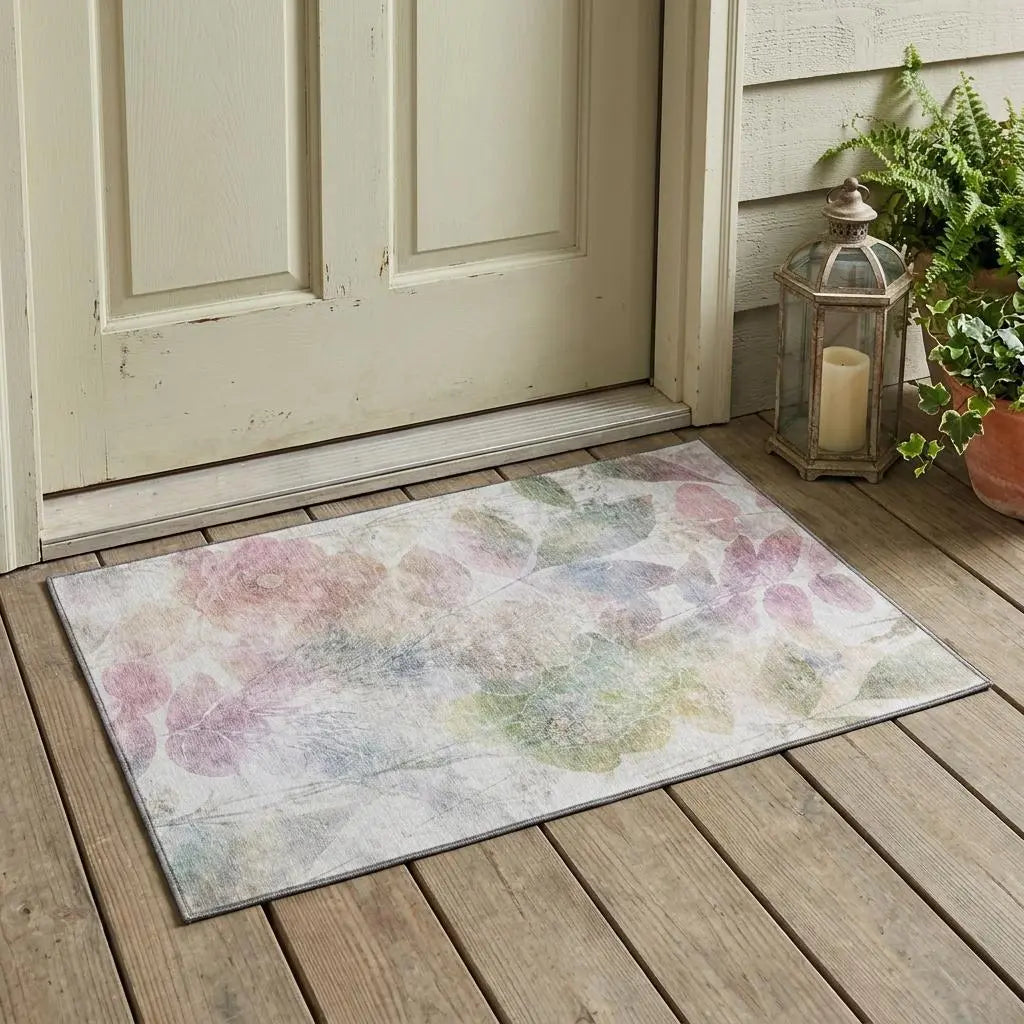 3' X 5' Blush And Pink Floral Washable Indoor Outdoor Area Rug Homeroots Outdoor