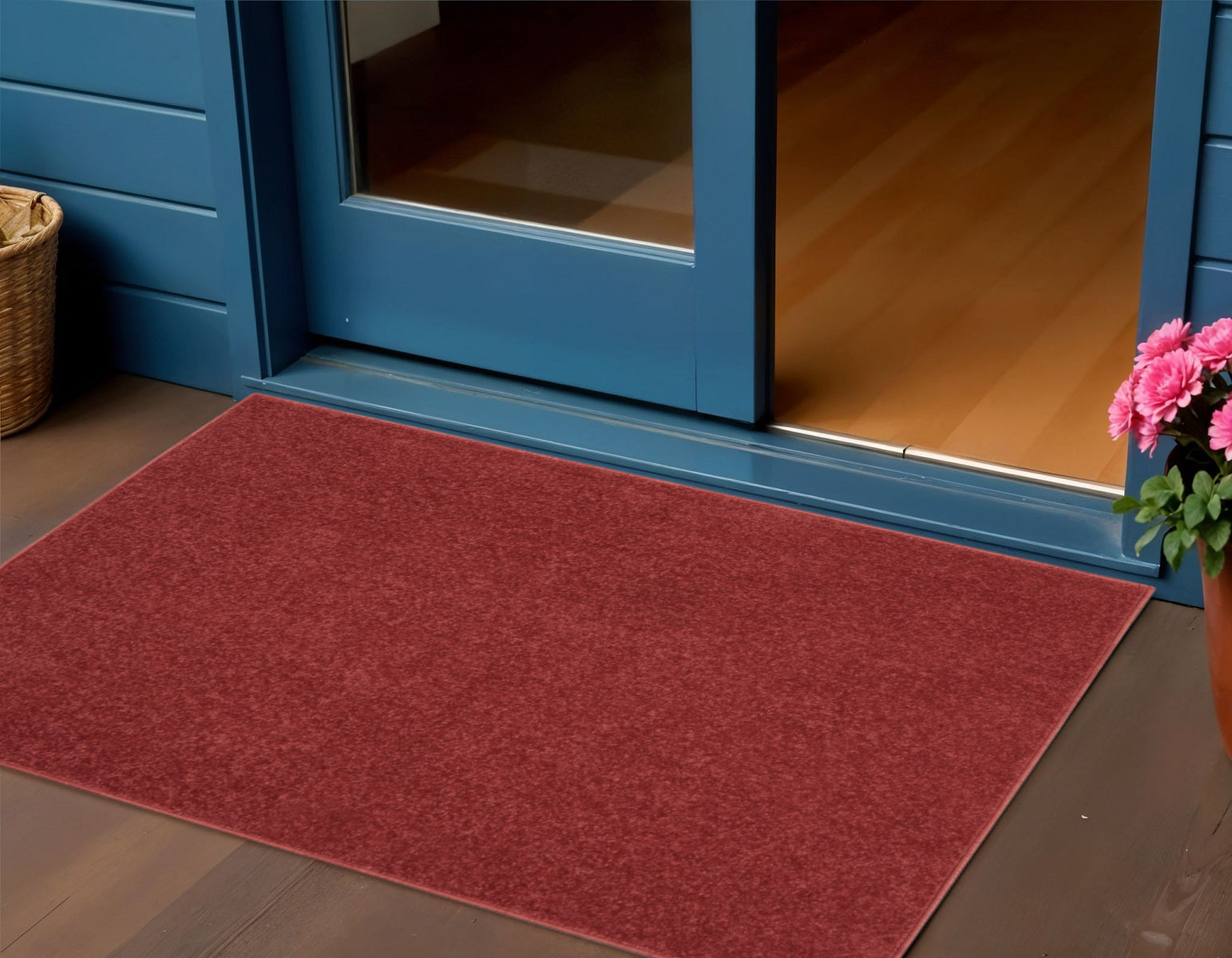3' X 5' Brick Red Non Skid Indoor Outdoor Area Rug - GreatEagleInc