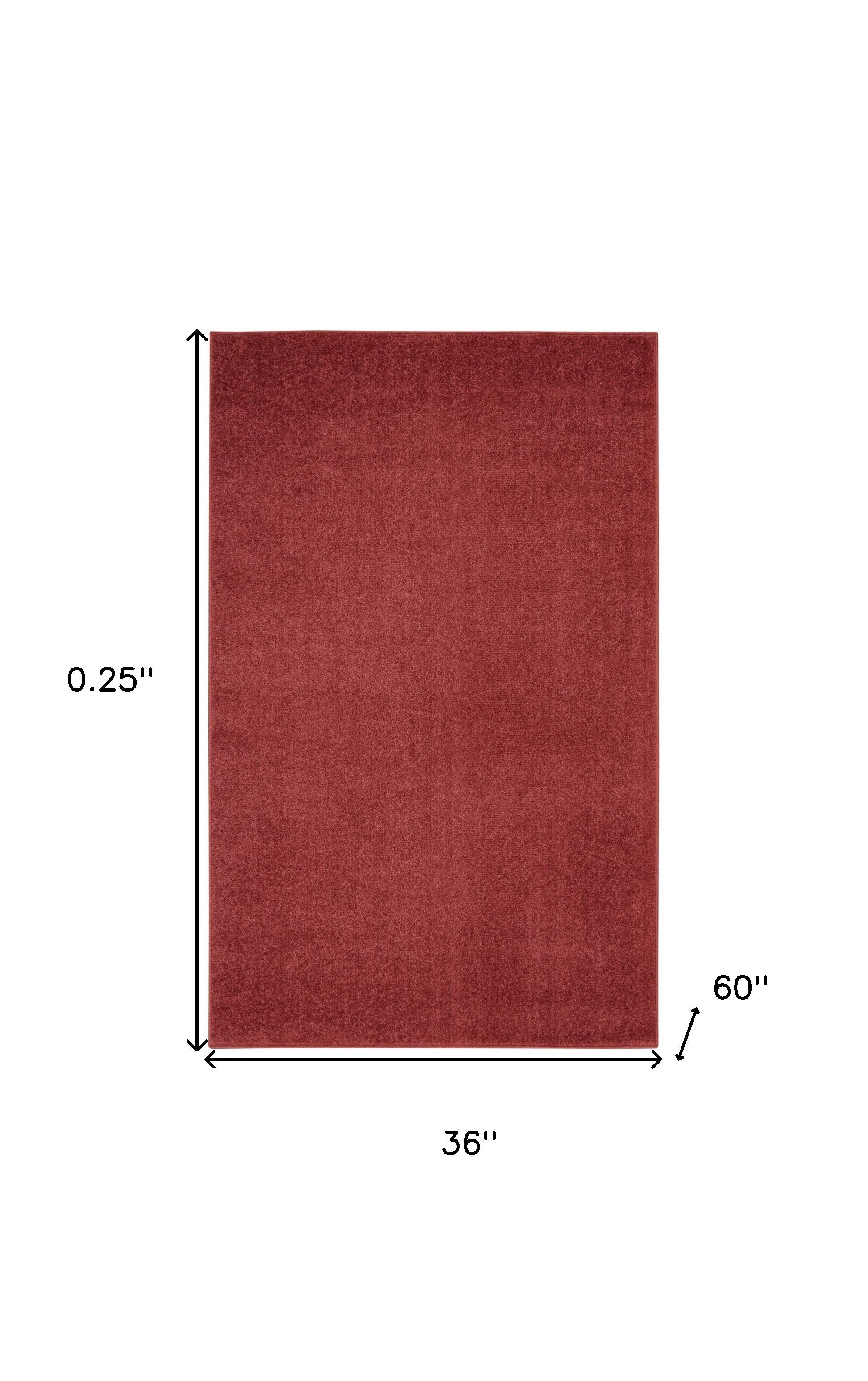 3' X 5' Brick Red Non Skid Indoor Outdoor Area Rug - GreatEagleInc