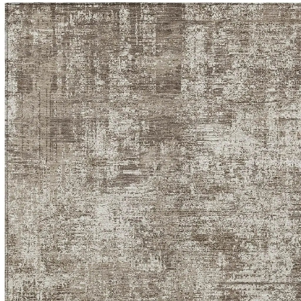 3' X 5' Brown And Beige Abstract Washable Indoor Outdoor Area Rug Homeroots Outdoor