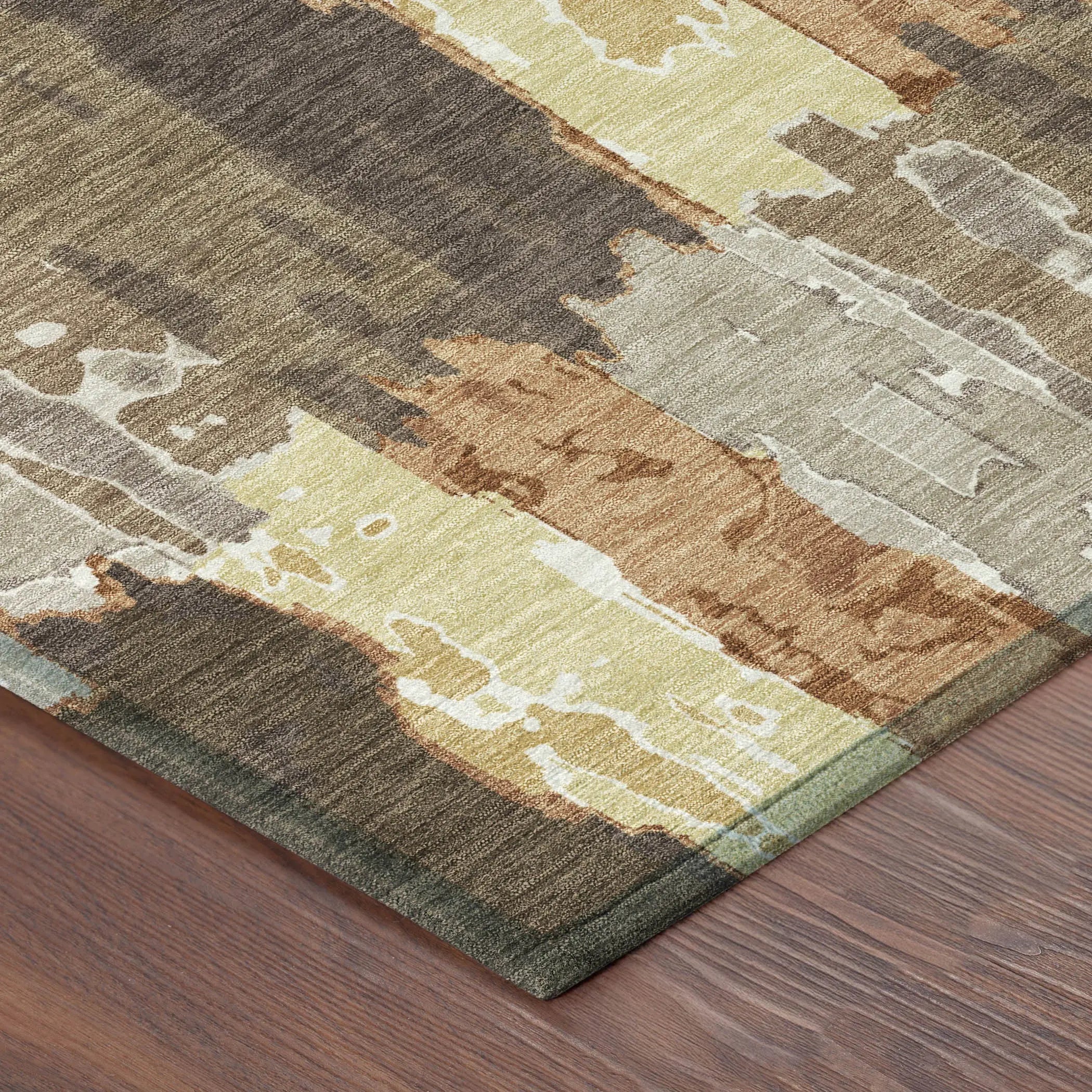 3' X 5' Brown And Beige Abstract Washable Indoor Outdoor Area Rug Homeroots Outdoor