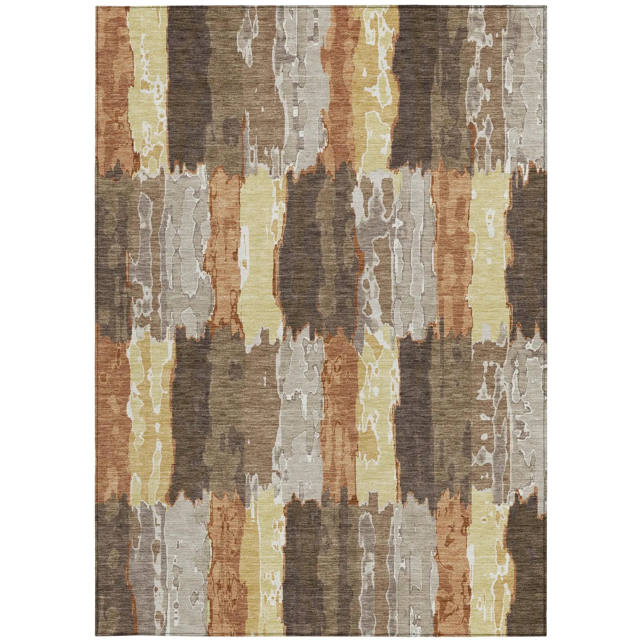 3' X 5' Brown And Beige Abstract Washable Indoor Outdoor Area Rug Homeroots Outdoor
