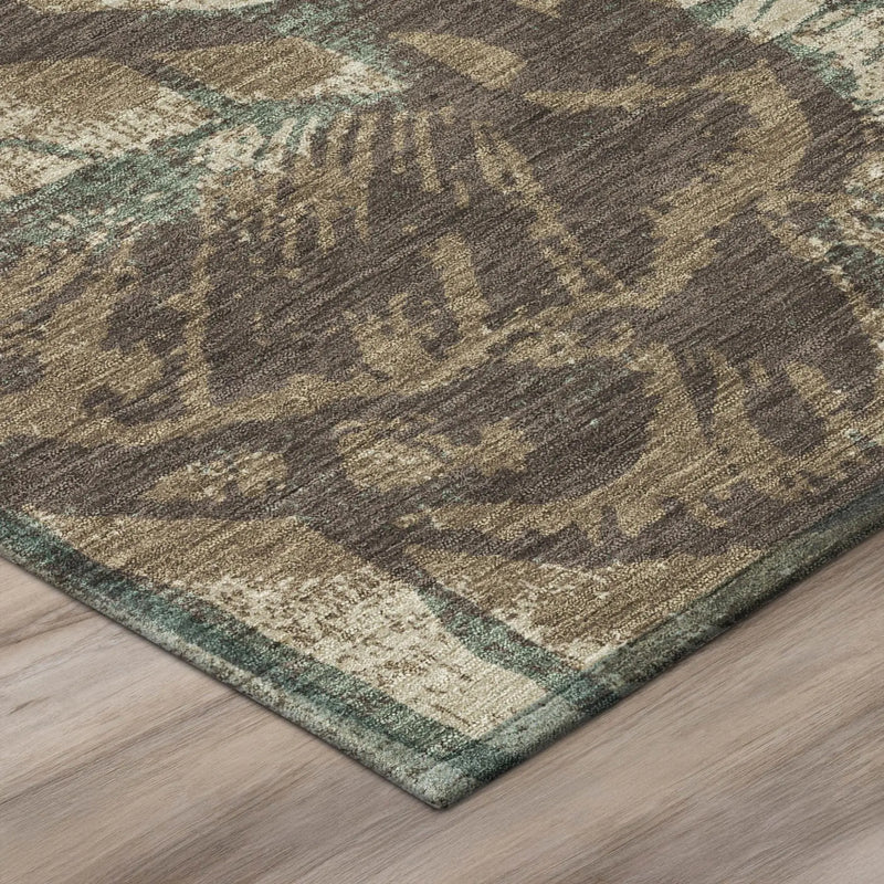 3' X 5' Brown And Beige Floral Washable Indoor Outdoor Area Rug Homeroots Outdoor