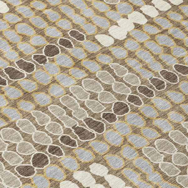 3' X 5' Brown And Beige Geometric Washable Indoor Outdoor Area Rug Homeroots Outdoor