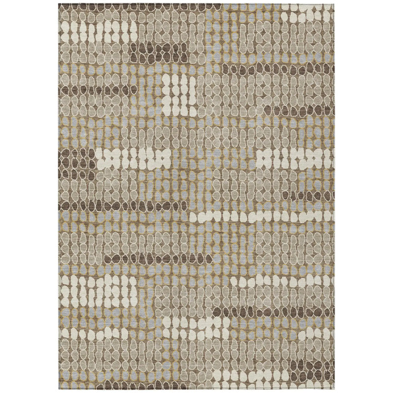 3' X 5' Brown And Beige Geometric Washable Indoor Outdoor Area Rug Homeroots Outdoor