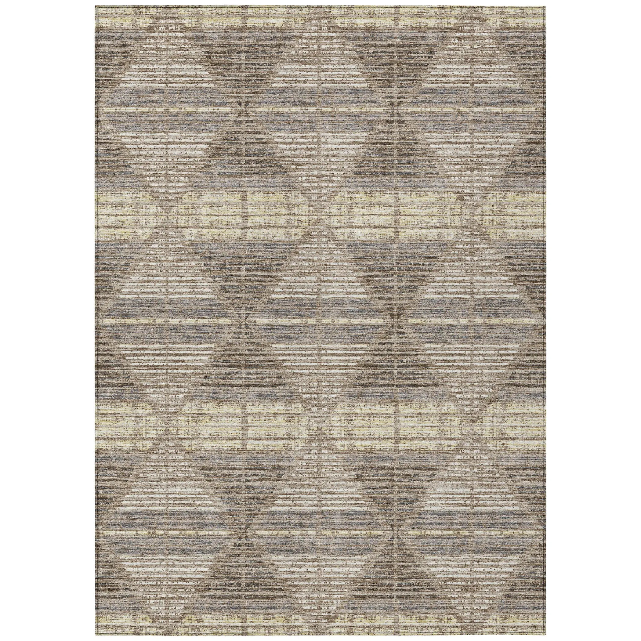 3' X 5' Brown And Beige Geometric Washable Indoor Outdoor Area Rug Homeroots Outdoor
