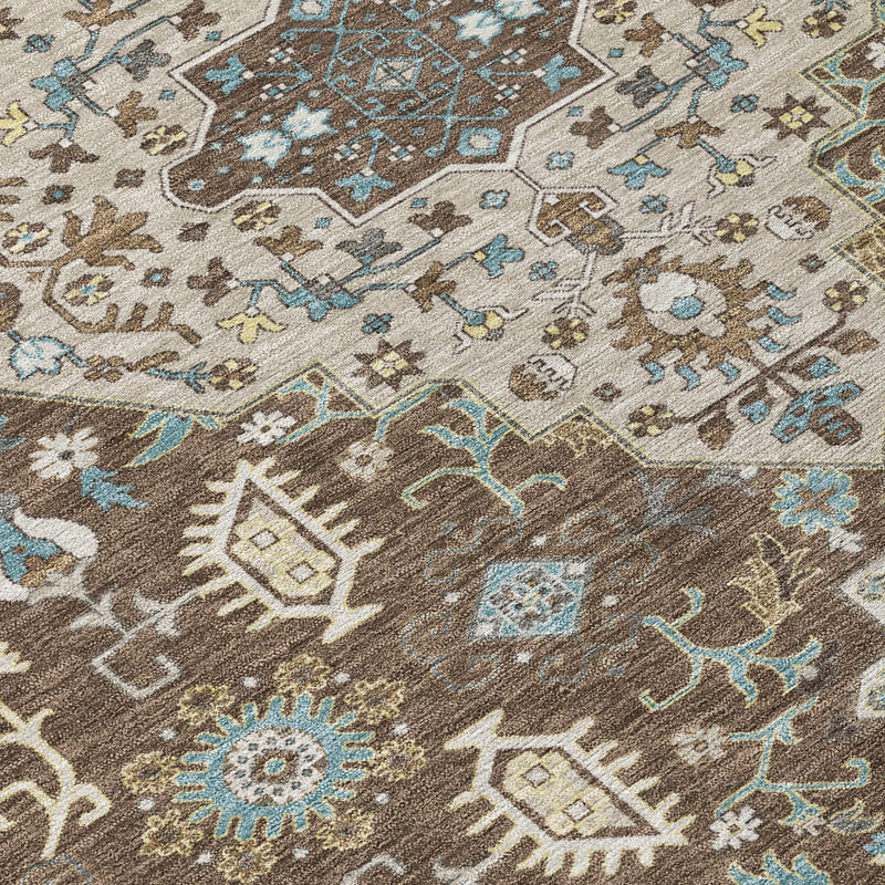 3' X 5' Brown And Beige Medallion Washable Indoor Outdoor Area Rug Homeroots Outdoor