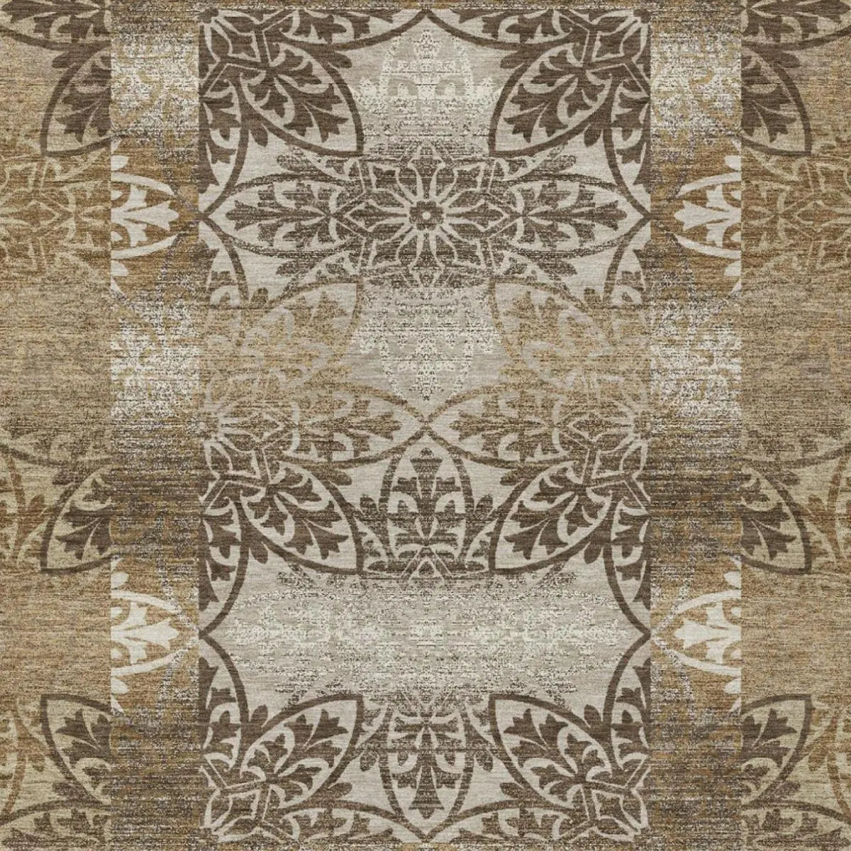 3' X 5' Brown And Beige Oriental Washable Indoor Outdoor Area Rug Homeroots Outdoor