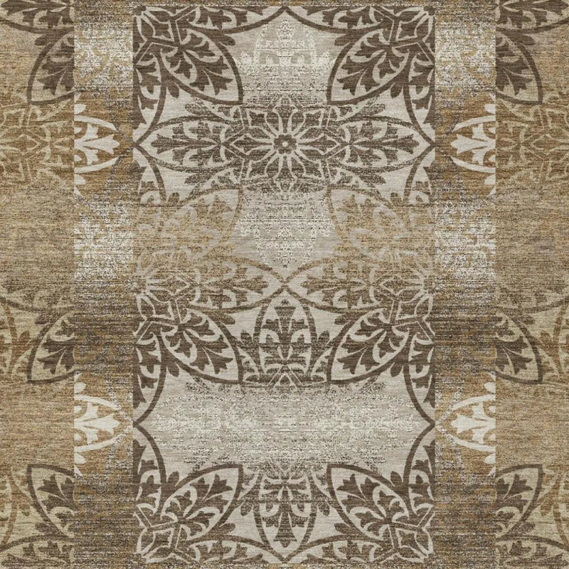 3' X 5' Brown And Beige Oriental Washable Indoor Outdoor Area Rug Homeroots Outdoor