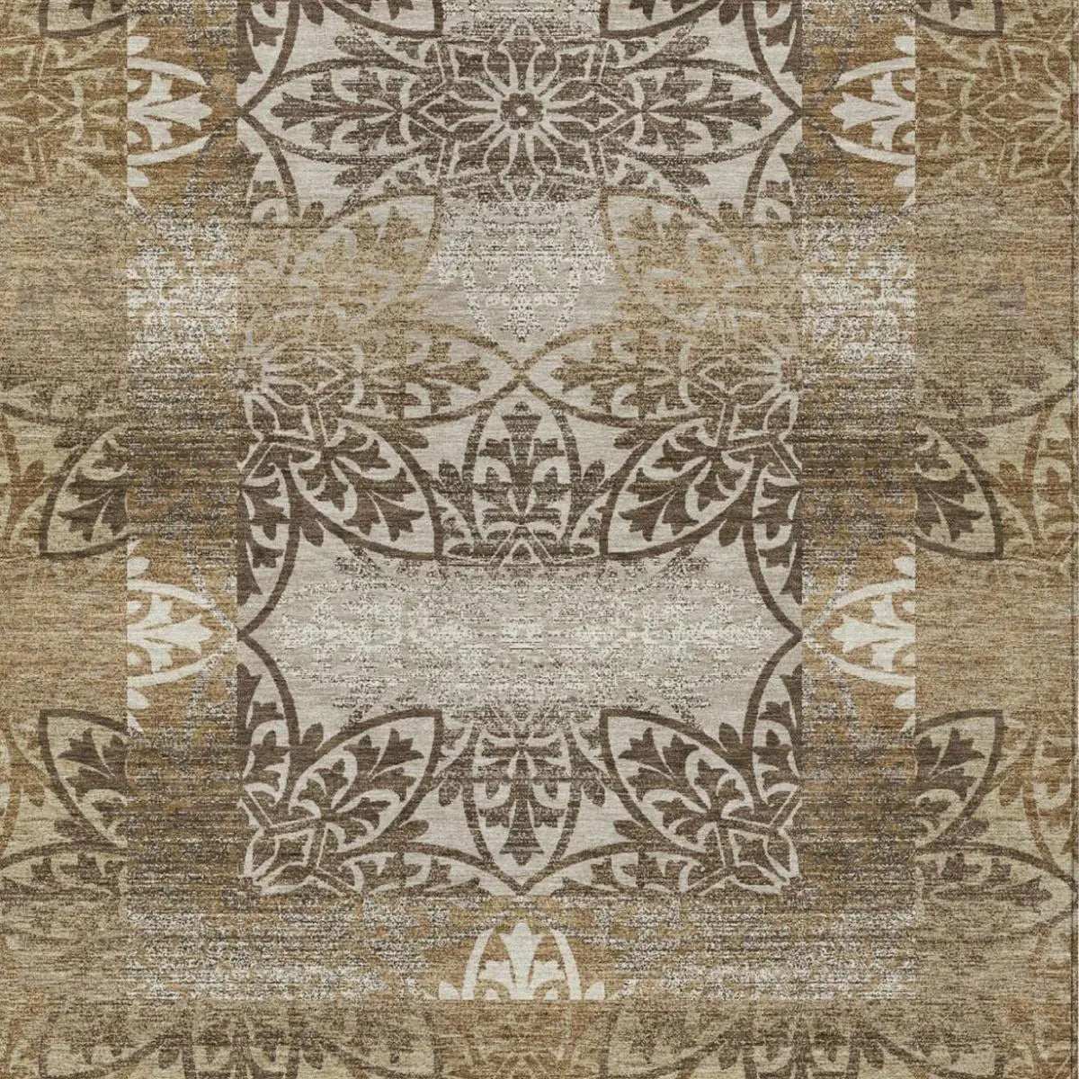 3' X 5' Brown And Beige Oriental Washable Indoor Outdoor Area Rug Homeroots Outdoor