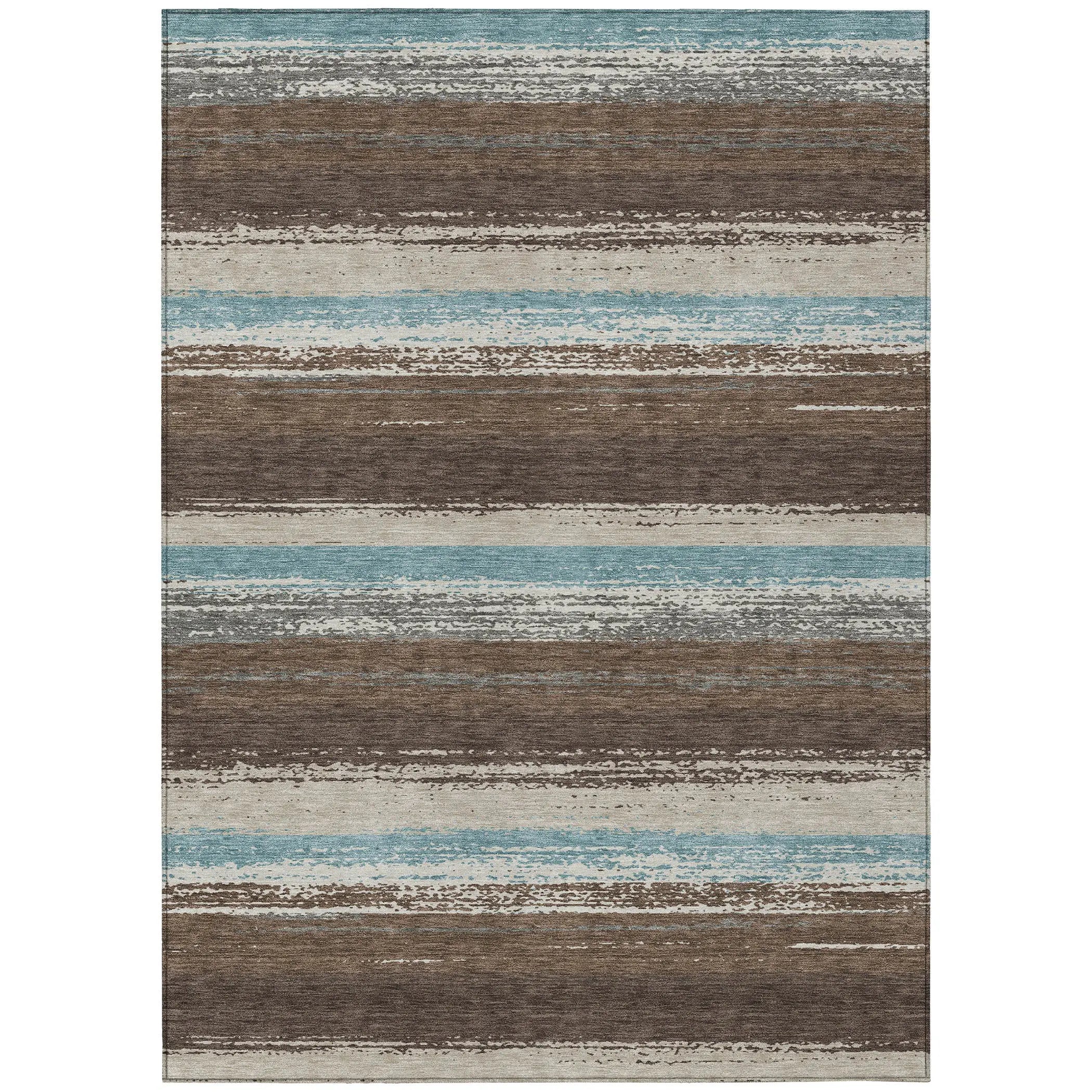 3' X 5' Brown And Beige Striped Washable Indoor Outdoor Area Rug Homeroots Outdoor