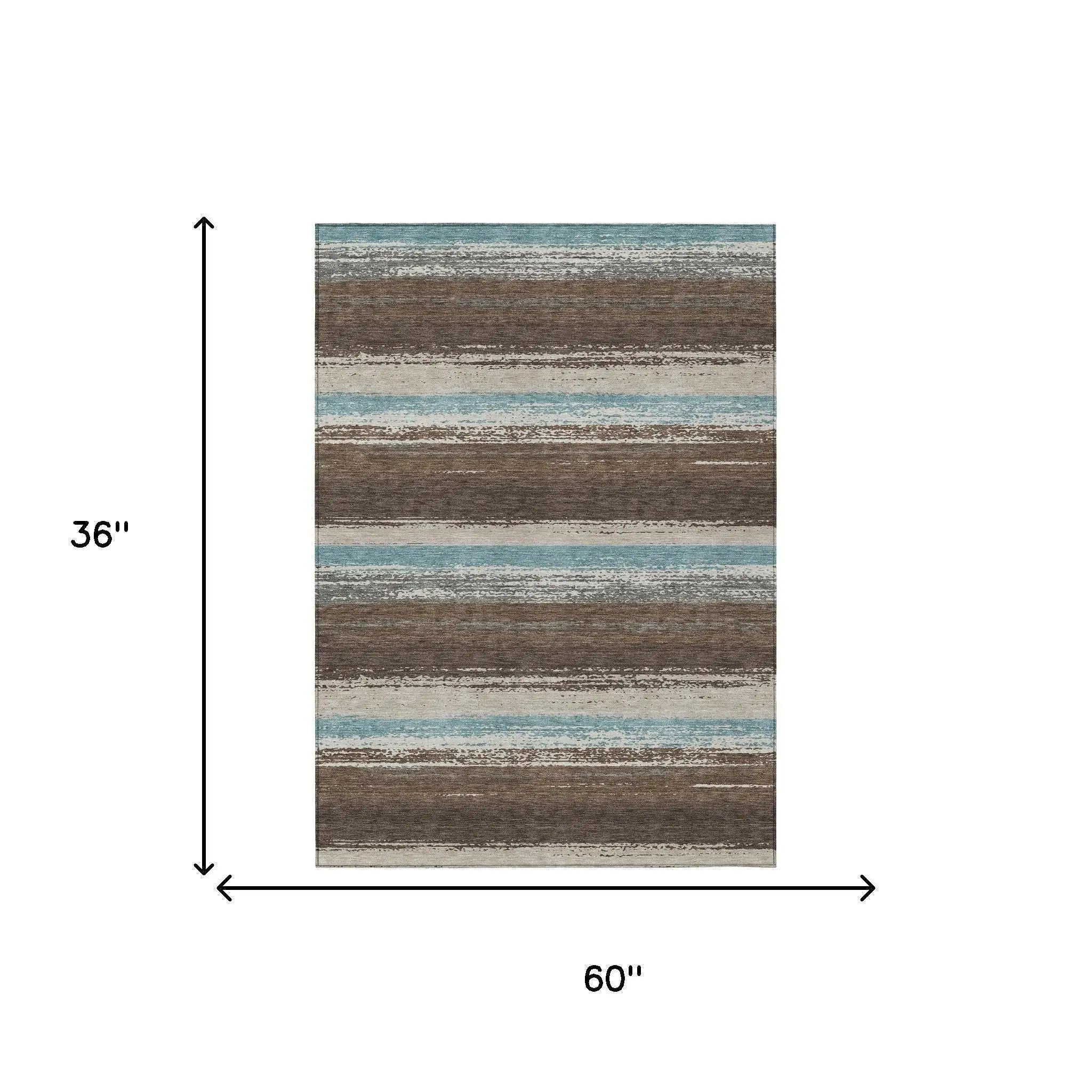 3' X 5' Brown And Beige Striped Washable Indoor Outdoor Area Rug Homeroots Outdoor