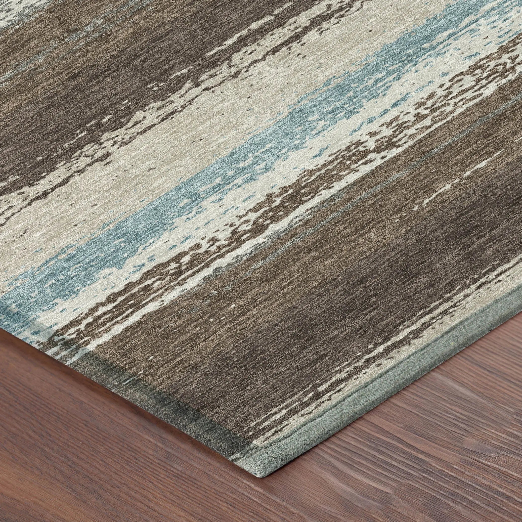 3' X 5' Brown And Beige Striped Washable Indoor Outdoor Area Rug Homeroots Outdoor