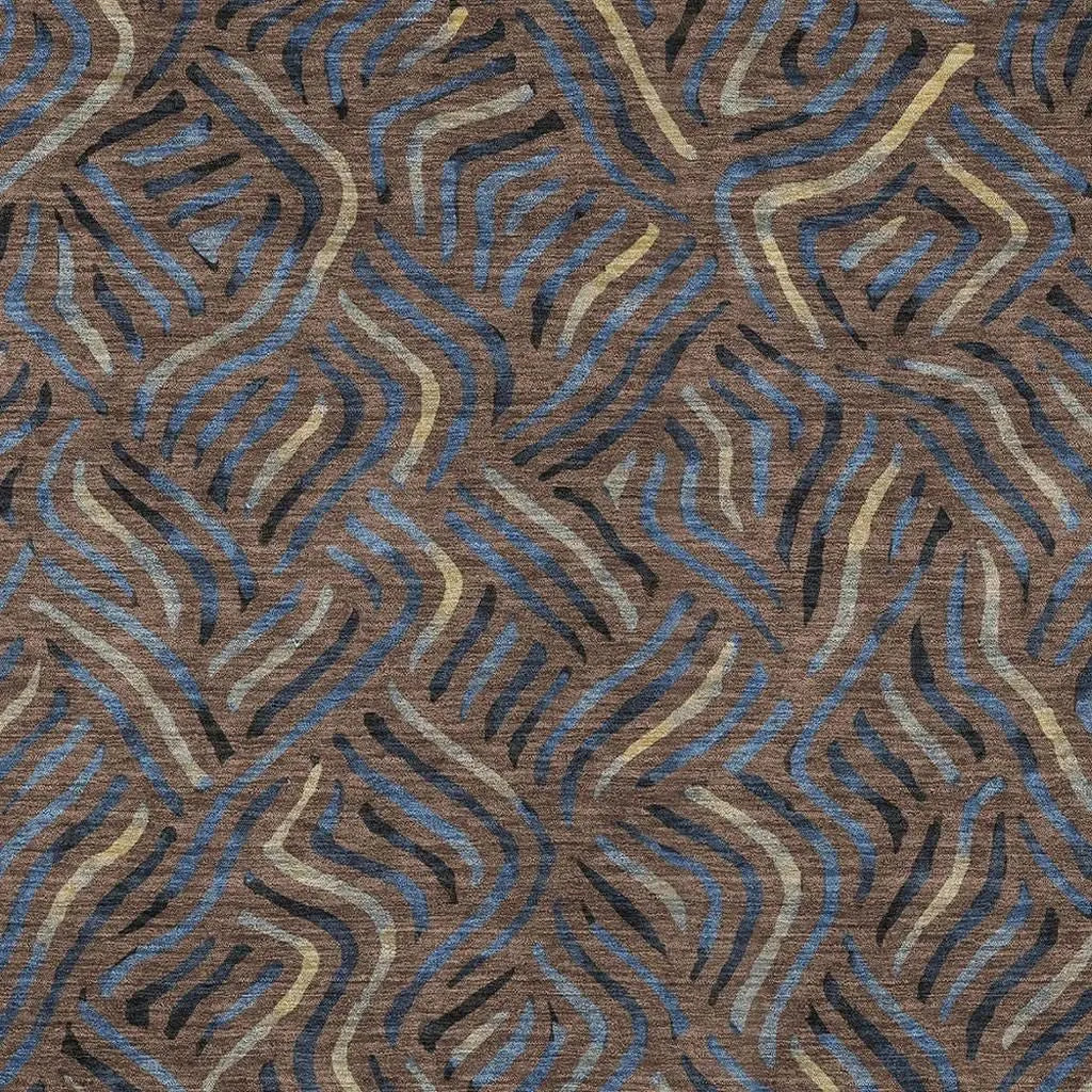 3' X 5' Brown And Black Abstract Washable Indoor Outdoor Area Rug Homeroots Outdoor