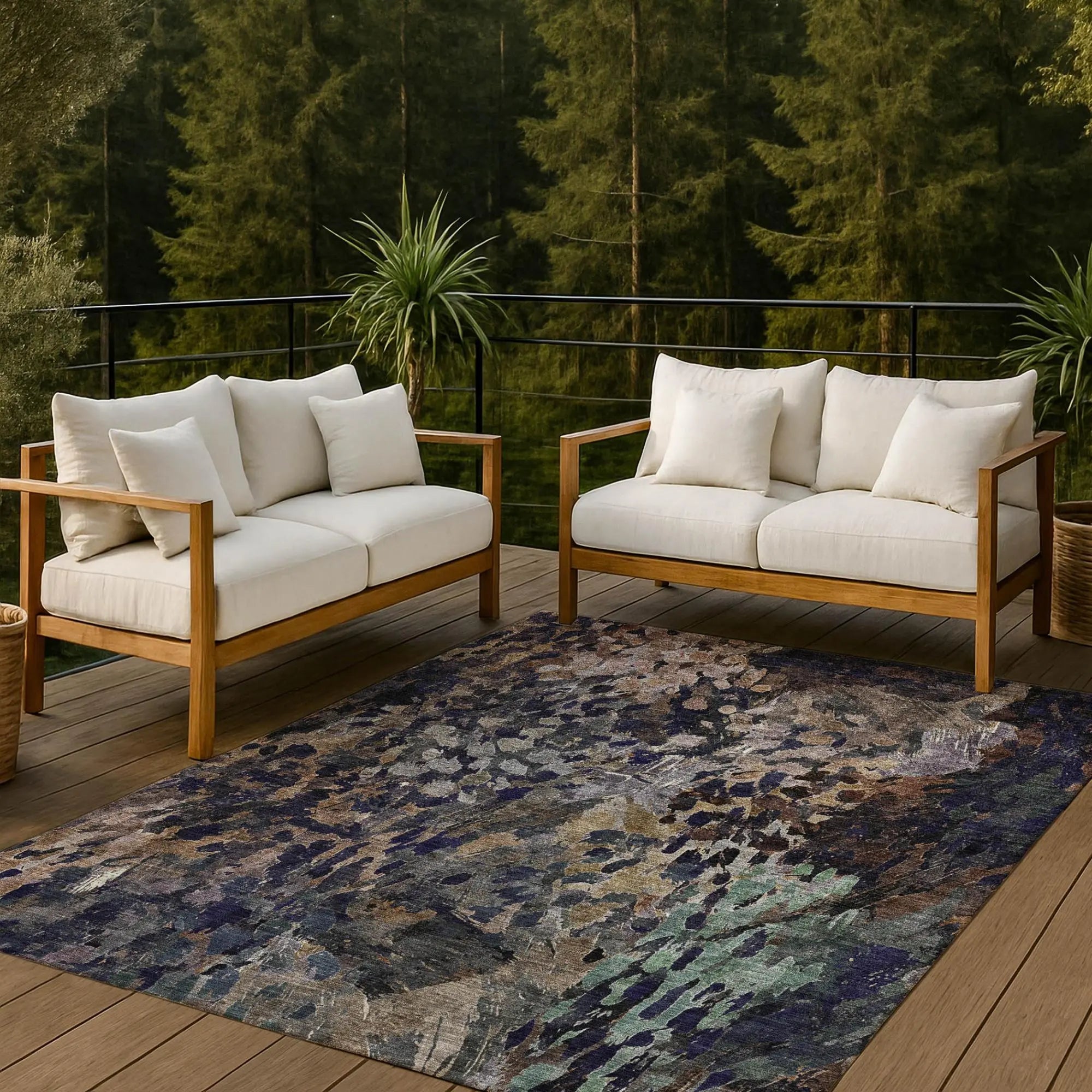 3' X 5' Brown And Black Abstract Washable Indoor Outdoor Area Rug Homeroots Outdoor