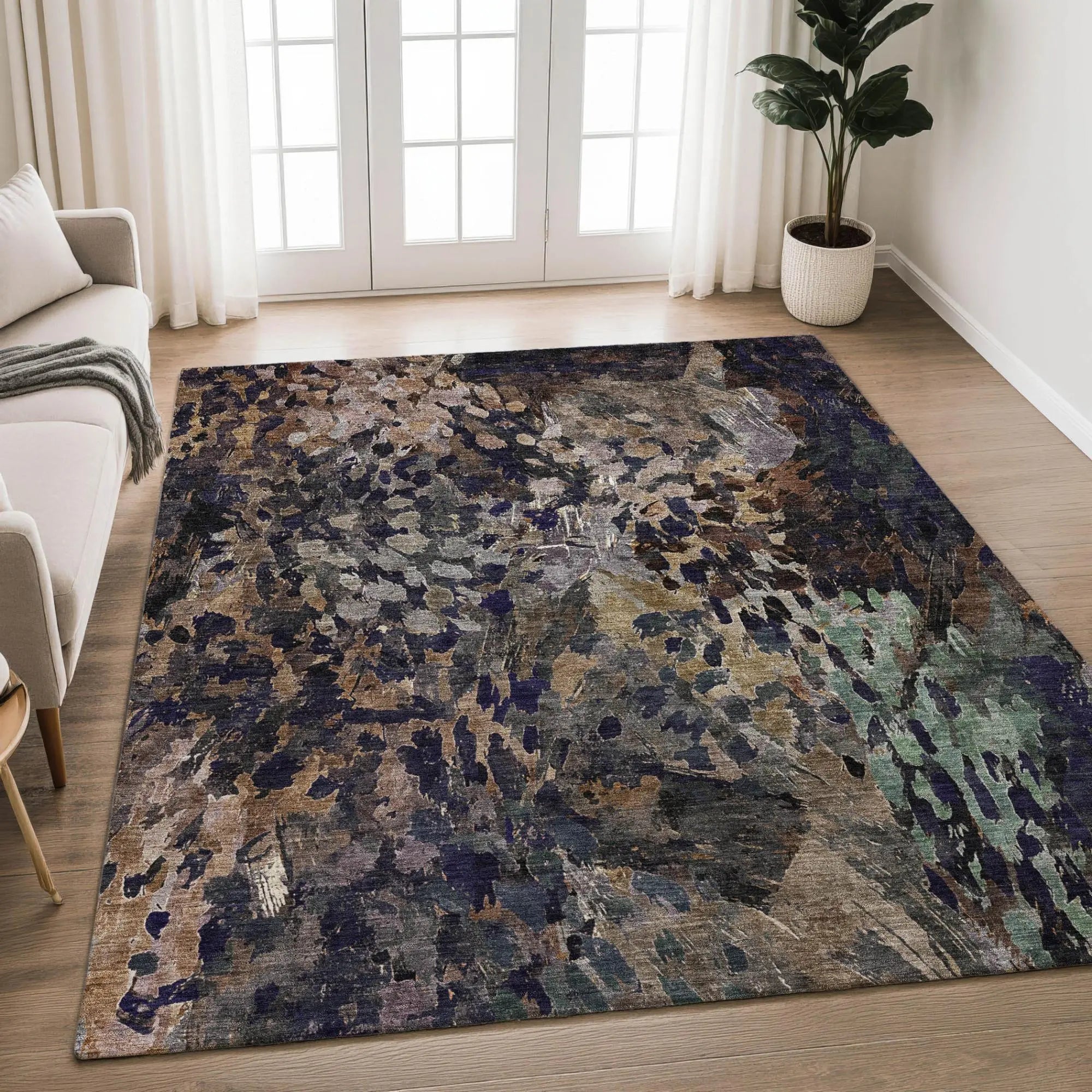 3' X 5' Brown And Black Abstract Washable Indoor Outdoor Area Rug Homeroots Outdoor