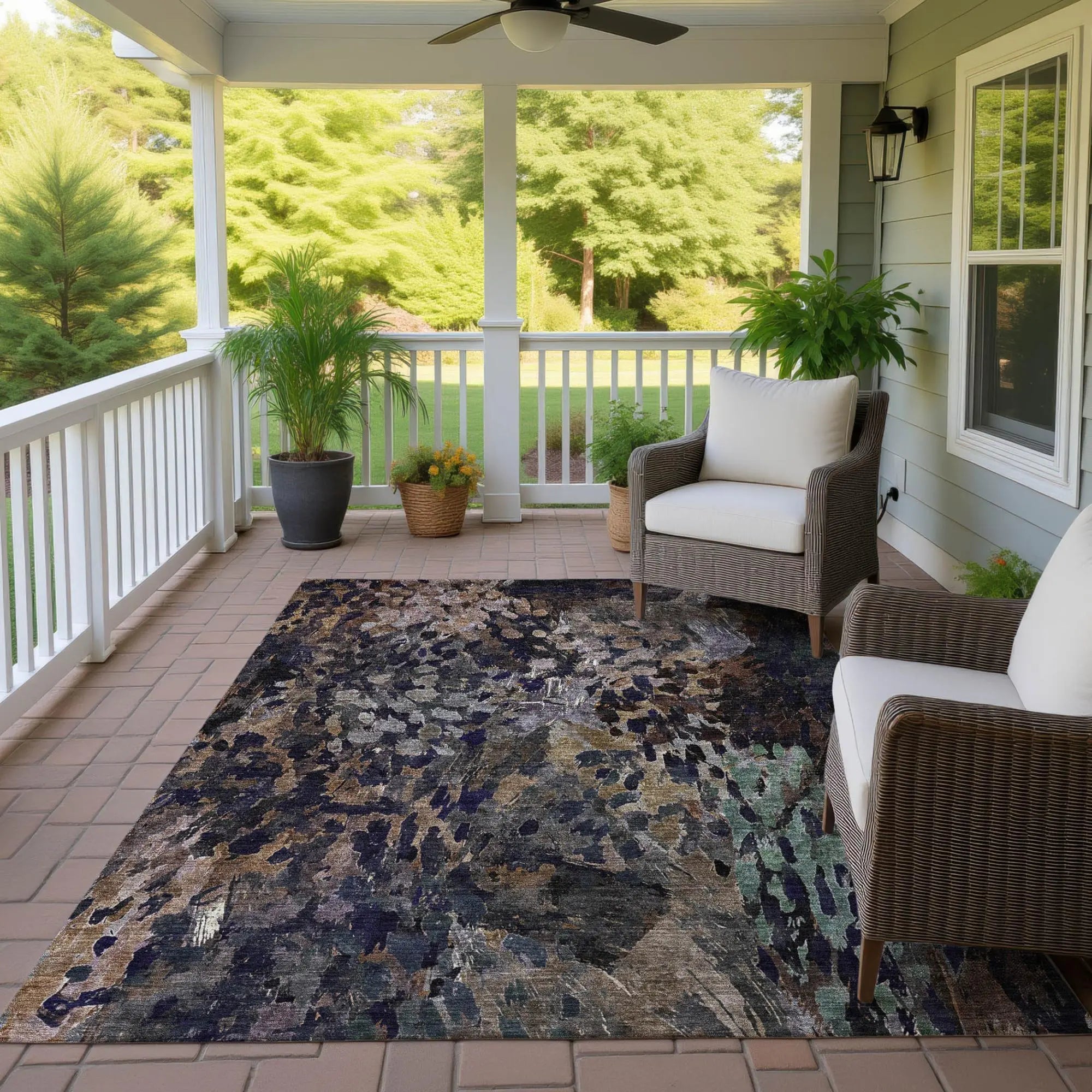 3' X 5' Brown And Black Abstract Washable Indoor Outdoor Area Rug Homeroots Outdoor
