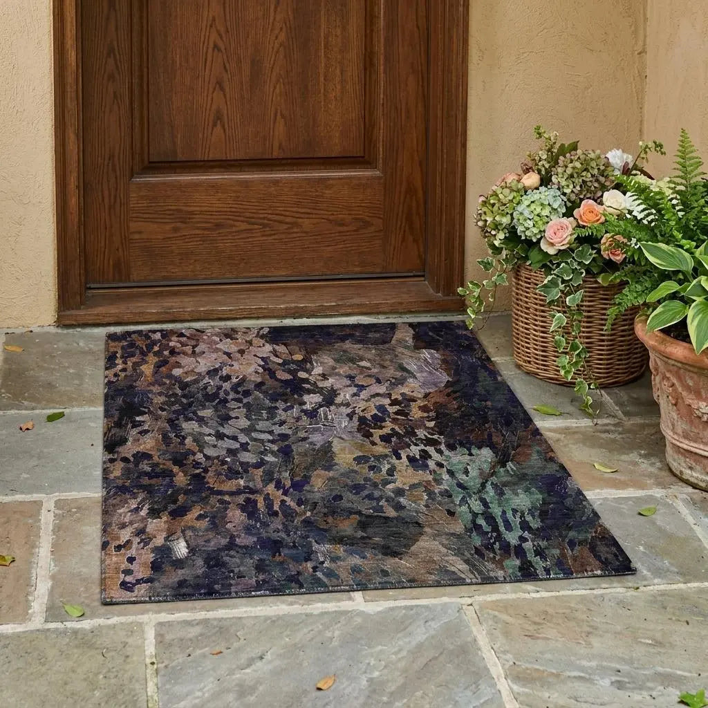 3' X 5' Brown And Black Abstract Washable Indoor Outdoor Area Rug Homeroots Outdoor