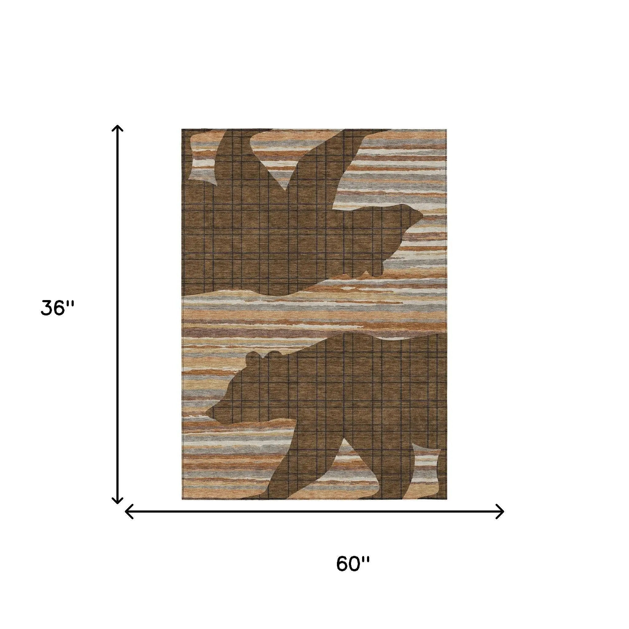 3' X 5' Brown And Black Abstract Washable Indoor Outdoor Area Rug Homeroots Outdoor