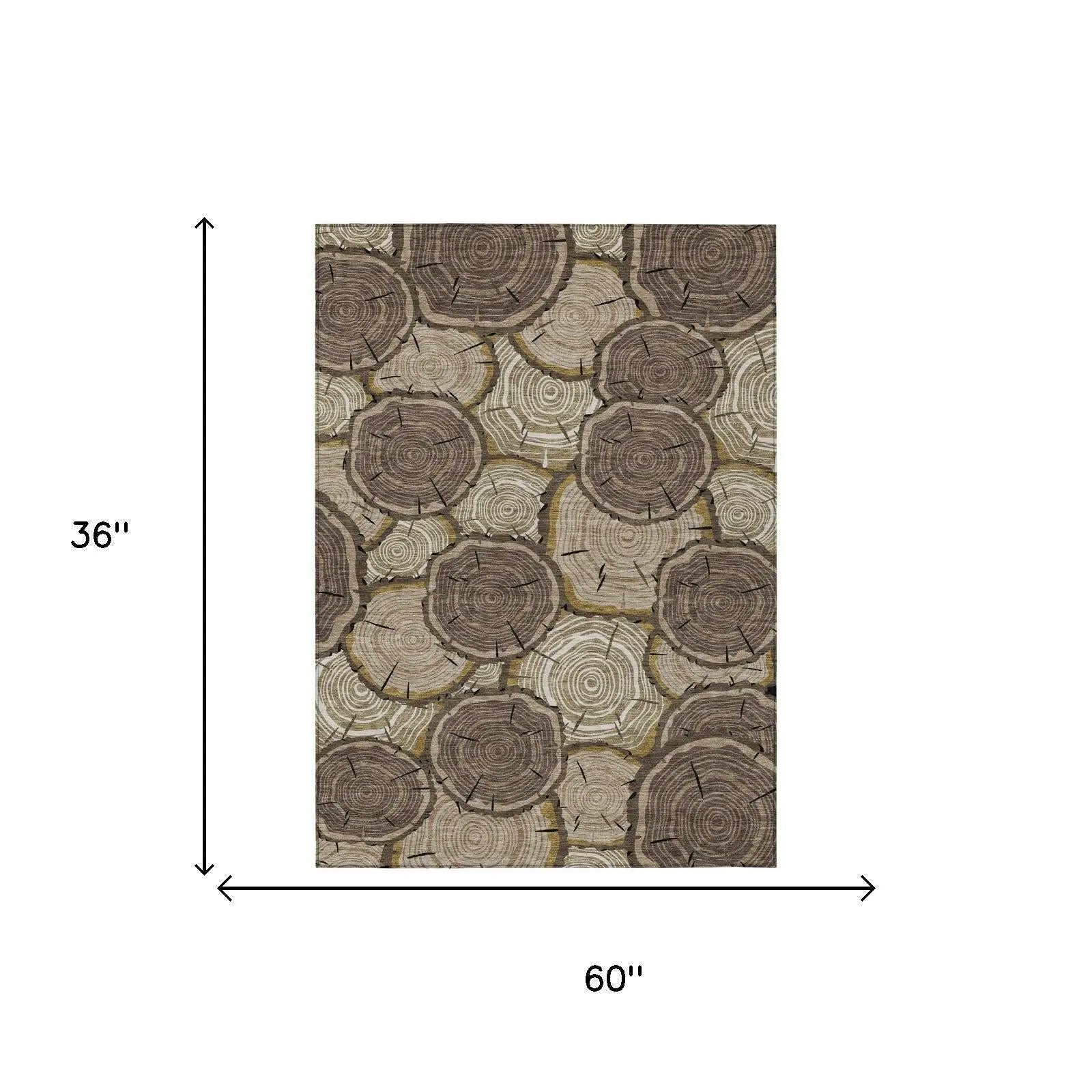 3' X 5' Brown And Chocolate Faux Bois Washable Indoor Outdoor Area Rug Homeroots Outdoor