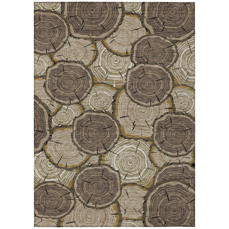 3' X 5' Brown And Chocolate Faux Bois Washable Indoor Outdoor Area Rug Homeroots Outdoor