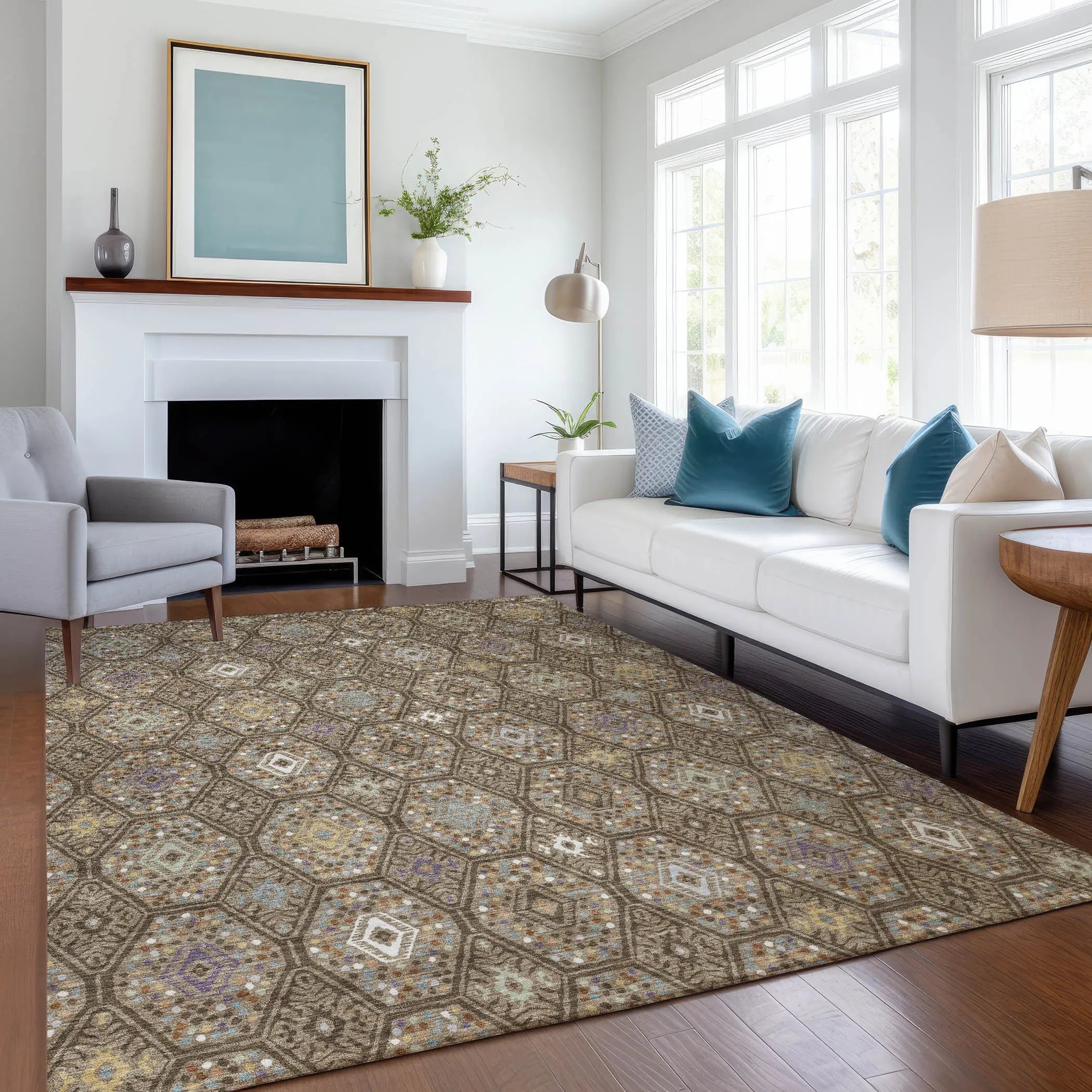 3' X 5' Brown And Chocolate Geometric Washable Indoor Outdoor Area Rug Homeroots Outdoor