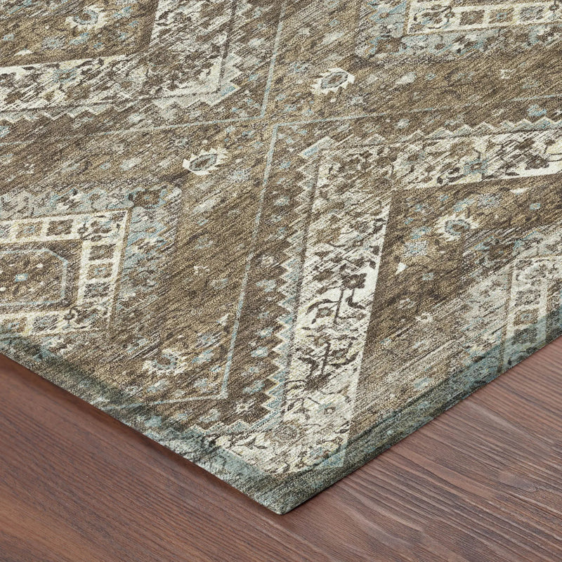 3' X 5' Brown And Chocolate Tribal Washable Indoor Outdoor Area Rug Homeroots Outdoor