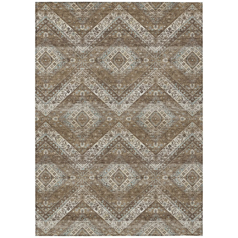 3' X 5' Brown And Chocolate Tribal Washable Indoor Outdoor Area Rug Homeroots Outdoor