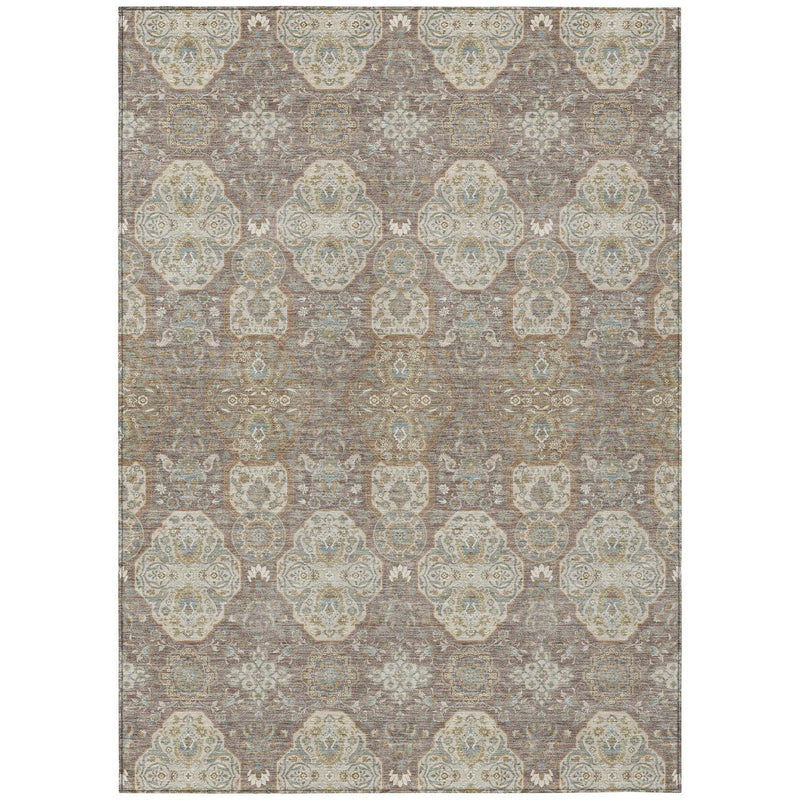 3' X 5' Brown And Copper Floral Washable Indoor Outdoor Area Rug Homeroots Outdoor
