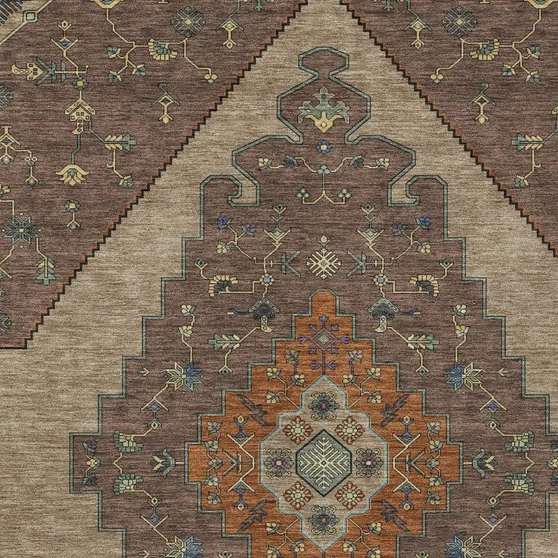 3' X 5' Brown And Gold Geometric Washable Indoor Outdoor Area Rug Homeroots Outdoor