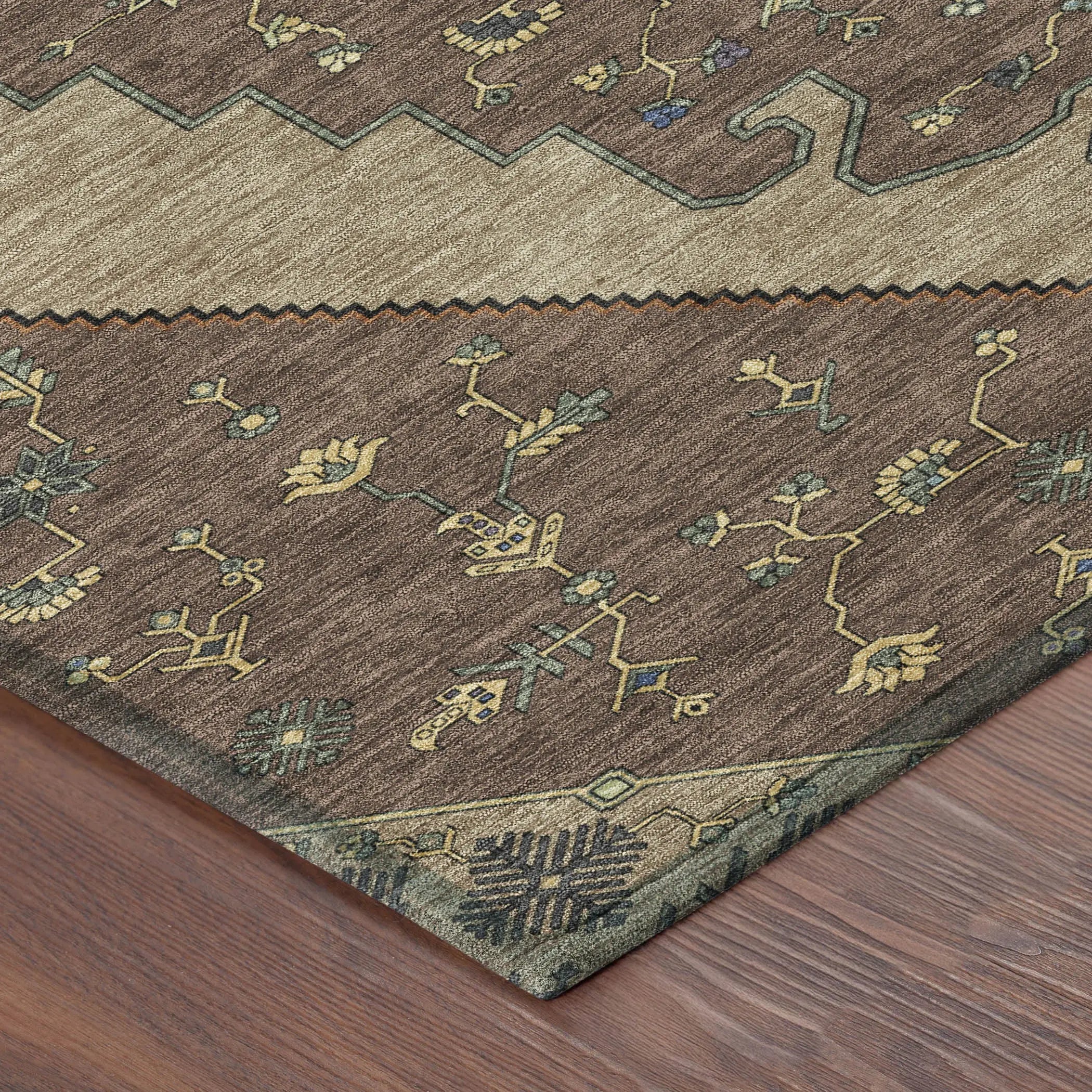 3' X 5' Brown And Gold Geometric Washable Indoor Outdoor Area Rug Homeroots Outdoor