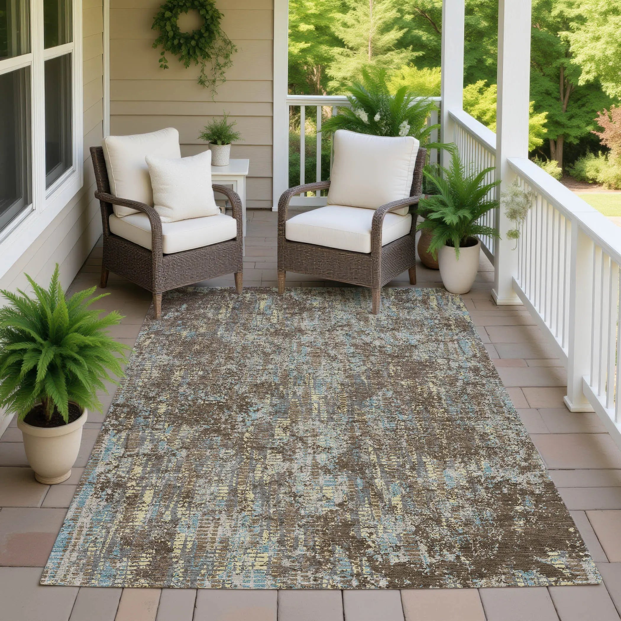 3' X 5' Brown And Graphite Abstract Washable Indoor Outdoor Area Rug Homeroots Outdoor