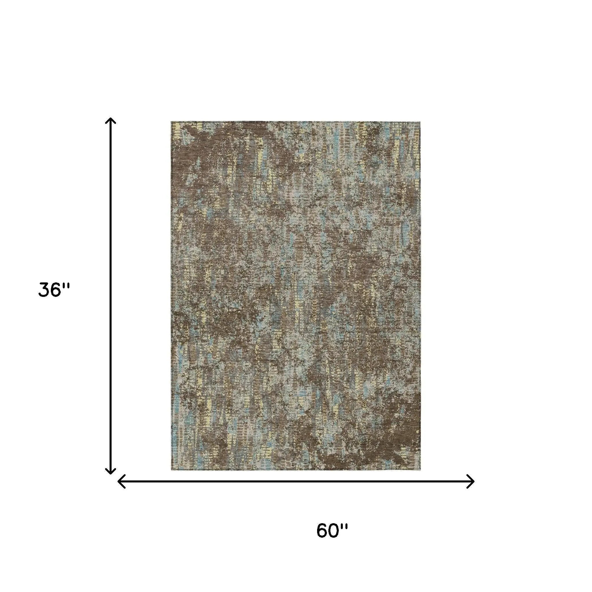 3' X 5' Brown And Graphite Abstract Washable Indoor Outdoor Area Rug Homeroots Outdoor