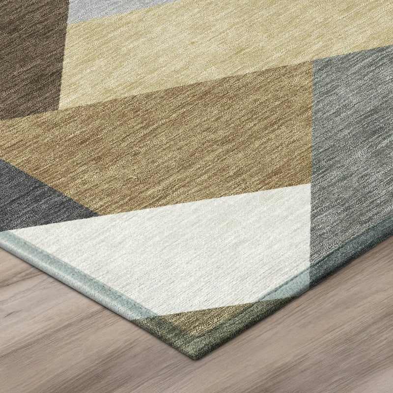3' X 5' Brown And Graphite Geometric Washable Indoor Outdoor Area Rug Homeroots Outdoor