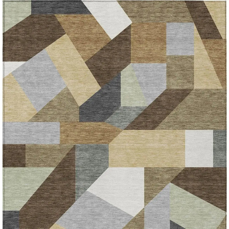3' X 5' Brown And Graphite Geometric Washable Indoor Outdoor Area Rug Homeroots Outdoor