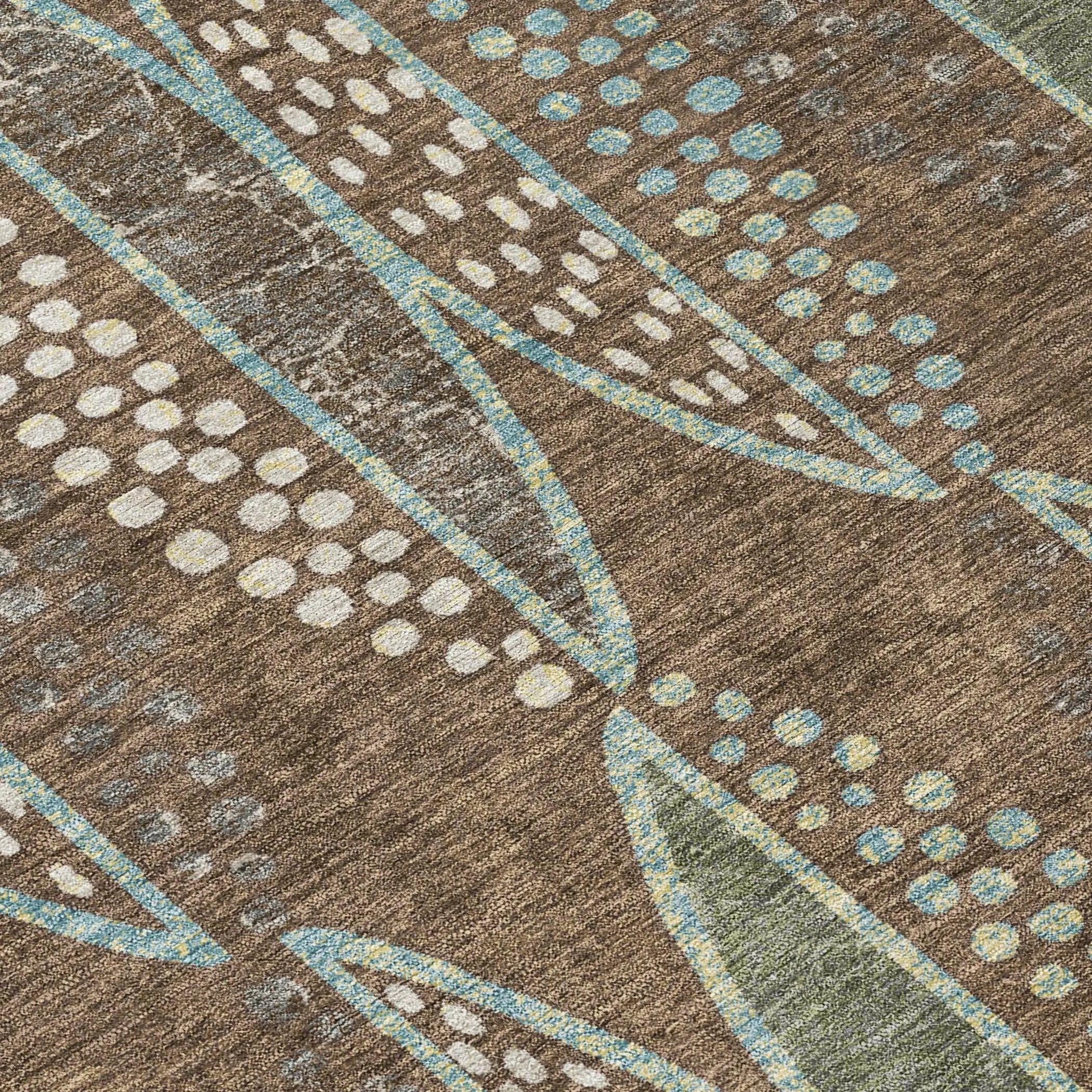 3' X 5' Brown And Gray Geometric Washable Indoor Outdoor Area Rug Homeroots Outdoor