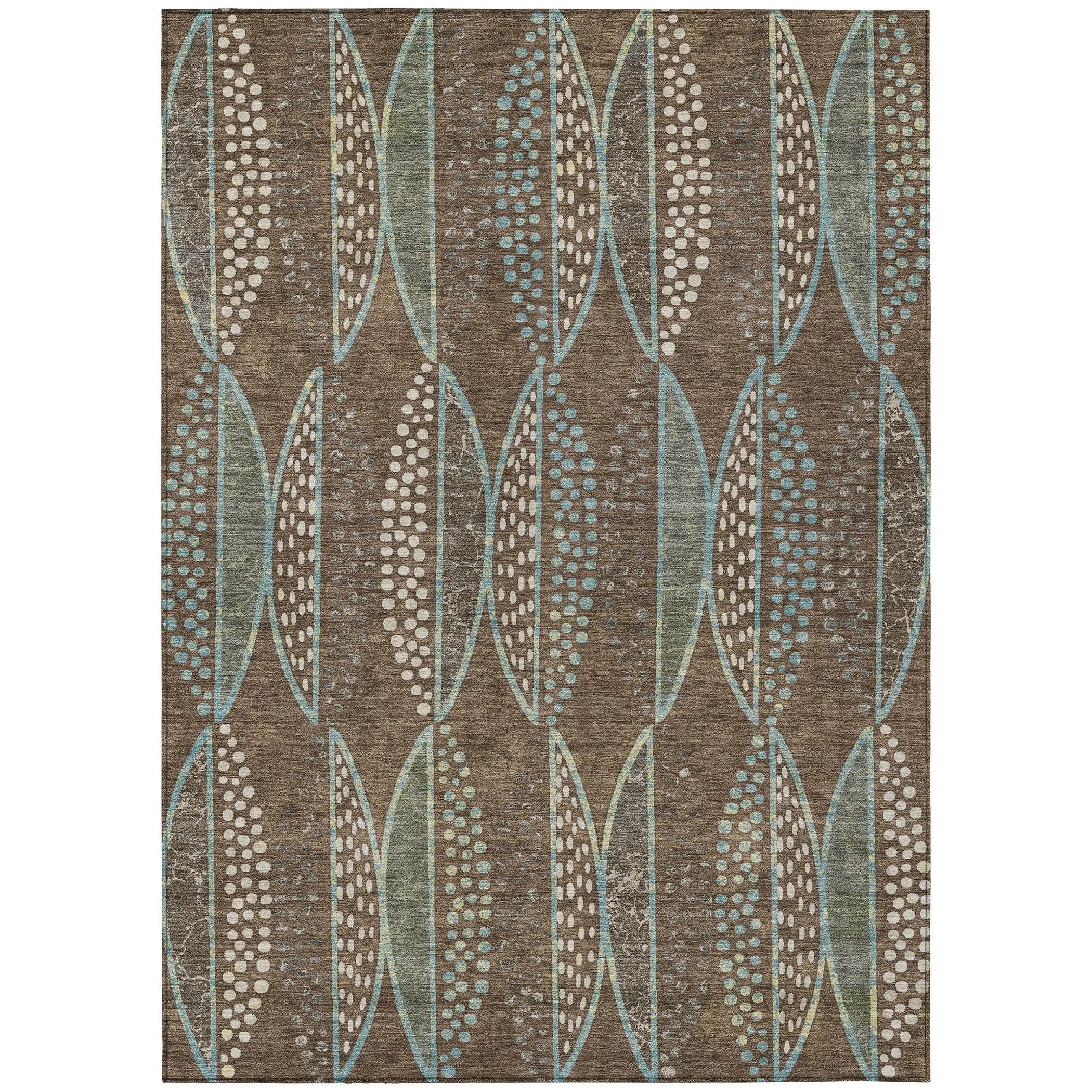 3' X 5' Brown And Gray Geometric Washable Indoor Outdoor Area Rug Homeroots Outdoor