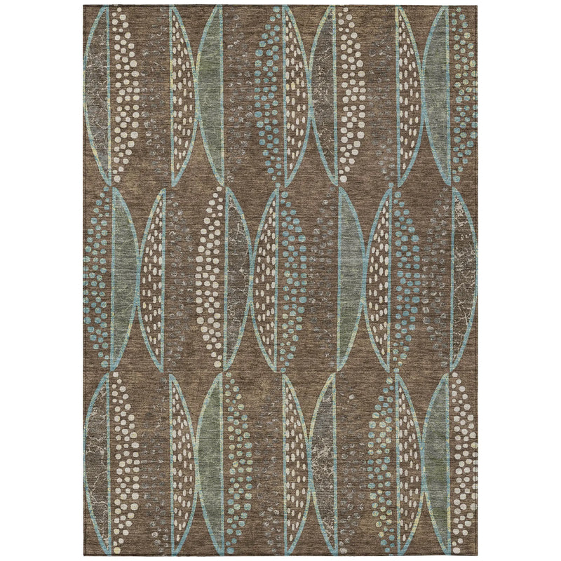 3' X 5' Brown And Gray Geometric Washable Indoor Outdoor Area Rug Homeroots Outdoor