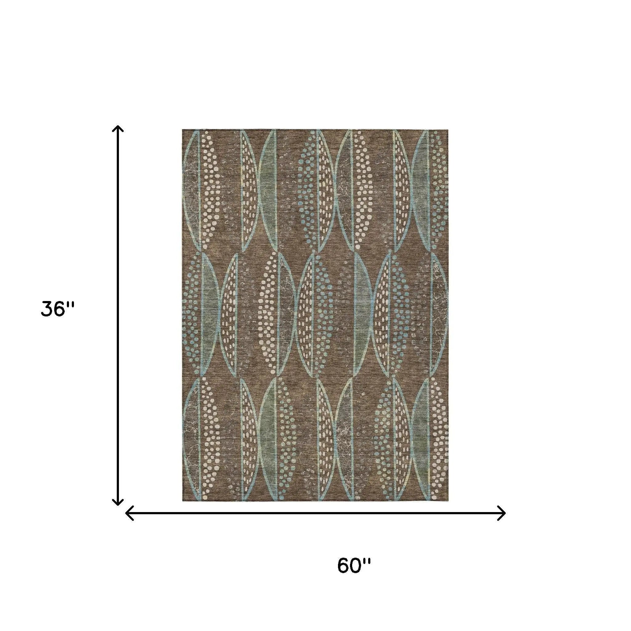 3' X 5' Brown And Gray Geometric Washable Indoor Outdoor Area Rug Homeroots Outdoor