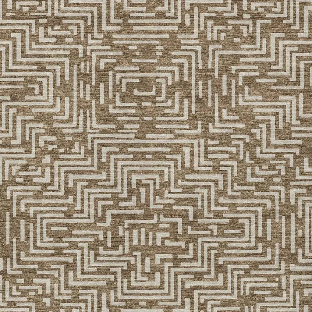 3' X 5' Brown And Gray Geometric Washable Indoor Outdoor Area Rug Homeroots Outdoor