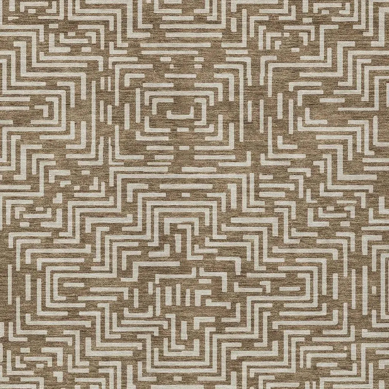 3' X 5' Brown And Gray Geometric Washable Indoor Outdoor Area Rug Homeroots Outdoor