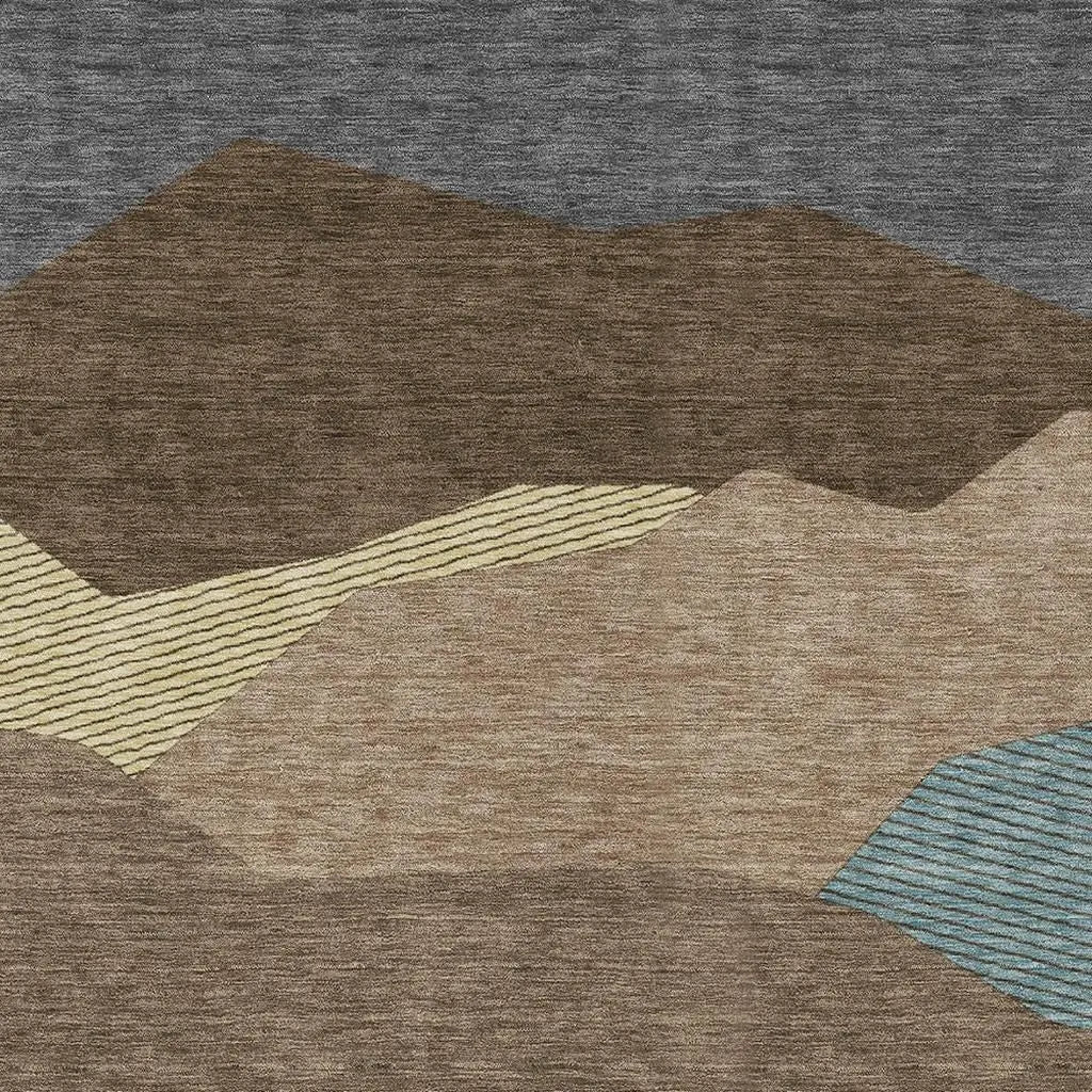 3' X 5' Brown And Gray Geometric Washable Indoor Outdoor Area Rug Homeroots Outdoor