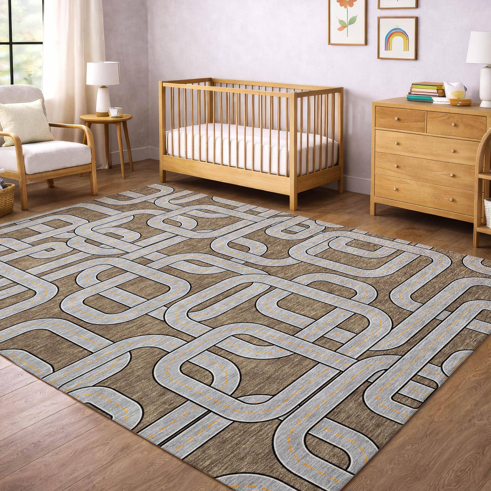 3' X 5' Brown And Gray Geometric Washable Indoor Outdoor Area Rug Homeroots Outdoor